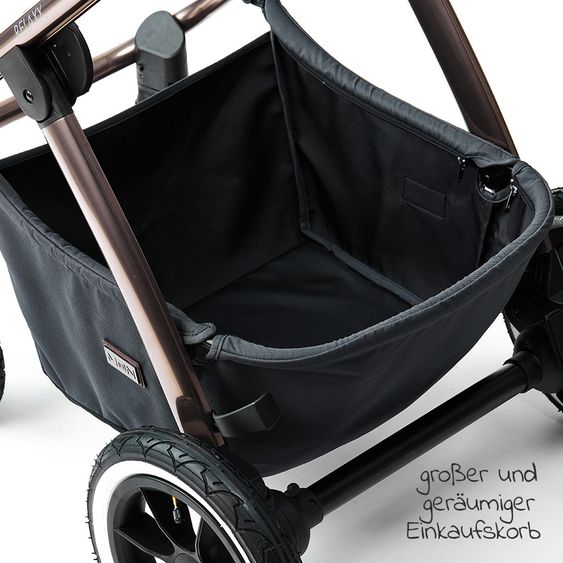 Moon Passeggino combinato 2in1 Relaxx Edition con sedile sportivo, navicella e materassino, ruote pneumatiche - fino a 22 kg - Grigio antracite lucido