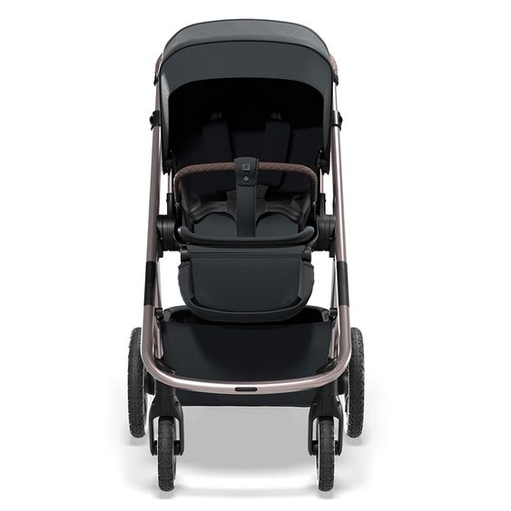 Moon Passeggino combinato 2in1 Relaxx Edition con sedile sportivo, navicella e materassino, ruote pneumatiche - fino a 22 kg - Grigio antracite lucido