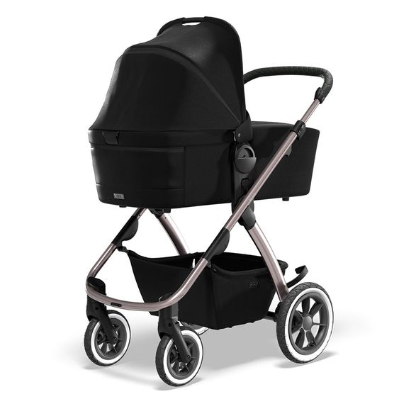 Moon 2in1 Kombi-Kinderwagen Relaxx Edition mit Sportsitz, Babywanne & Matratze, Lufträder - bis 22 kg - Black Grey Polish