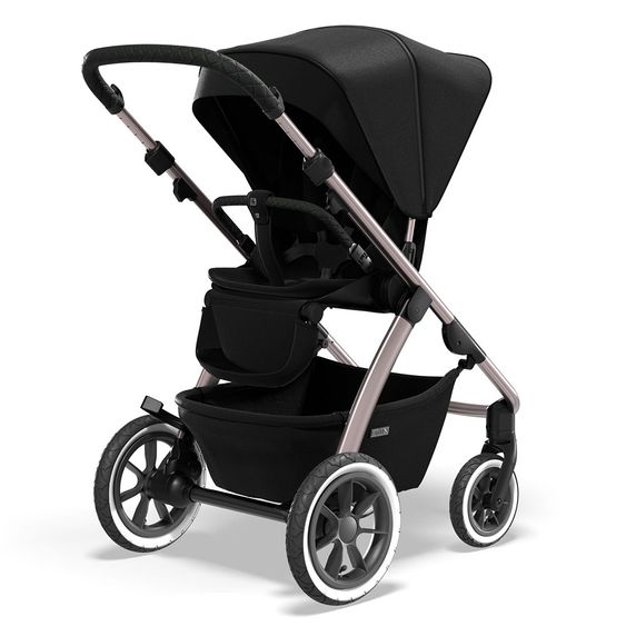Moon 2in1 Kombi-Kinderwagen Relaxx Edition mit Sportsitz, Babywanne & Matratze, Lufträder - bis 22 kg - Black Grey Polish