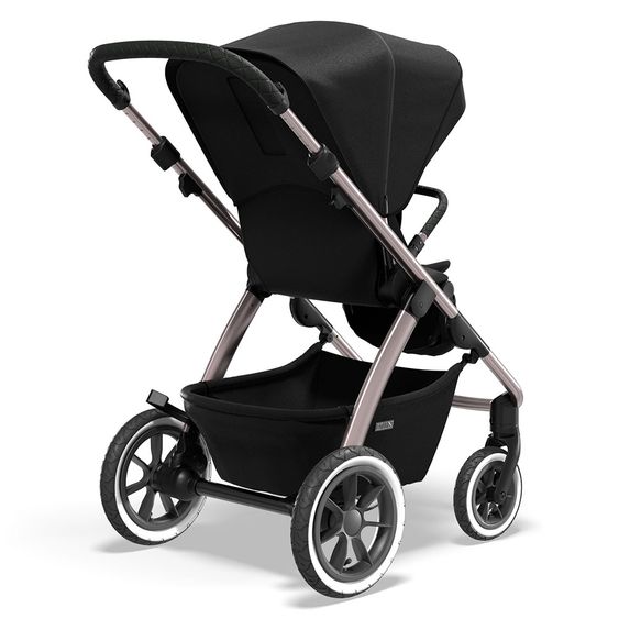 Moon 2in1 Kombi-Kinderwagen Relaxx Edition mit Sportsitz, Babywanne & Matratze, Lufträder - bis 22 kg - Black Grey Polish