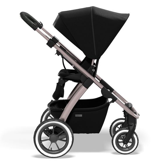 Moon 2in1 Kombi-Kinderwagen Relaxx Edition mit Sportsitz, Babywanne & Matratze, Lufträder - bis 22 kg - Black Grey Polish