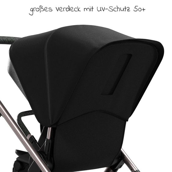 Moon 2in1 Kombi-Kinderwagen Relaxx Edition mit Sportsitz, Babywanne & Matratze, Lufträder - bis 22 kg - Black Grey Polish