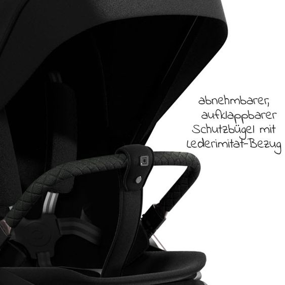 Moon 2in1 Kombi-Kinderwagen Relaxx Edition mit Sportsitz, Babywanne & Matratze, Lufträder - bis 22 kg - Black Grey Polish