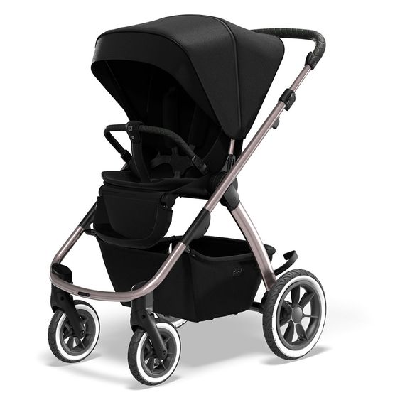 Moon 2in1 Kombi-Kinderwagen Relaxx Edition mit Sportsitz, Babywanne & Matratze, Lufträder - bis 22 kg - Black Grey Polish