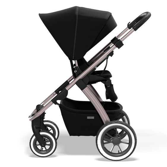 Moon 2in1 Kombi-Kinderwagen Relaxx Edition mit Sportsitz, Babywanne & Matratze, Lufträder - bis 22 kg - Black Grey Polish