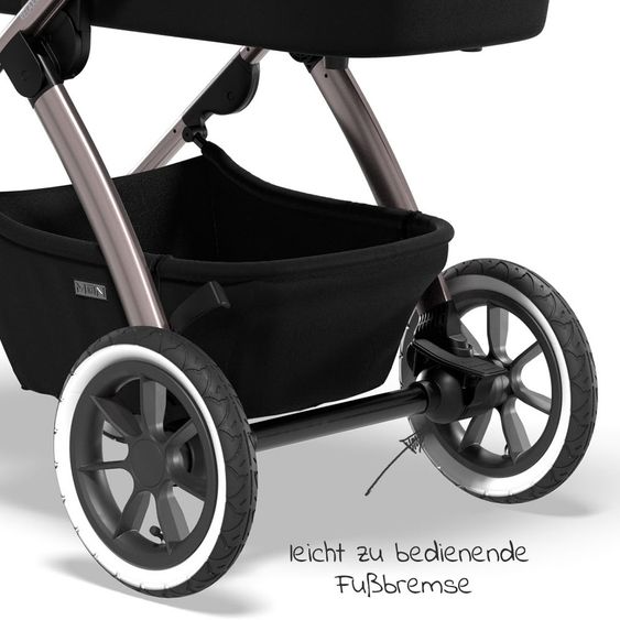 Moon 2in1 Kombi-Kinderwagen Relaxx Edition mit Sportsitz, Babywanne & Matratze, Lufträder - bis 22 kg - Black Grey Polish