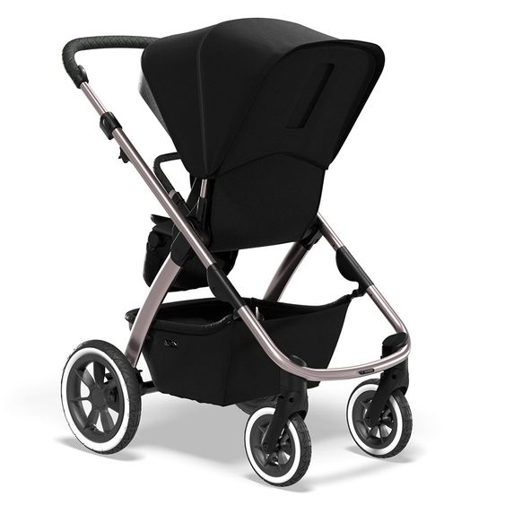 Moon 2in1 Kombi-Kinderwagen Relaxx Edition mit Sportsitz, Babywanne & Matratze, Lufträder - bis 22 kg - Black Grey Polish
