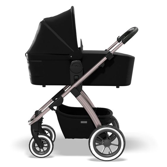 Moon 2in1 Kombi-Kinderwagen Relaxx Edition mit Sportsitz, Babywanne & Matratze, Lufträder - bis 22 kg - Black Grey Polish