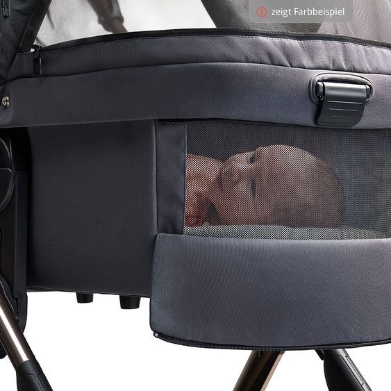Moon 2in1 Combi Stroller Relaxx Edition with Sport Seat, Carrycot & Mattress, Air Wheels - up to 22 kg - Navy Silver Polish