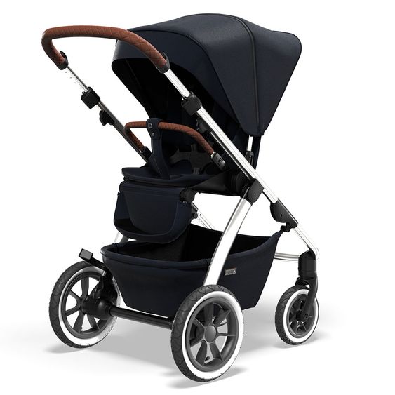 Moon 2in1 Combi Stroller Relaxx Edition with Sport Seat, Carrycot & Mattress, Air Wheels - up to 22 kg - Navy Silver Polish