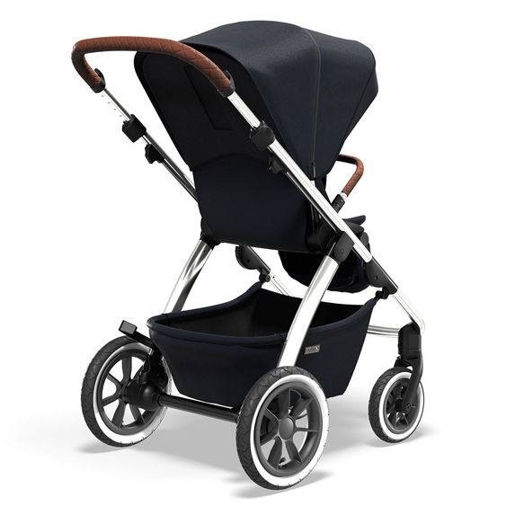 Moon 2in1 Combi Stroller Relaxx Edition with Sport Seat, Carrycot & Mattress, Air Wheels - up to 22 kg - Navy Silver Polish