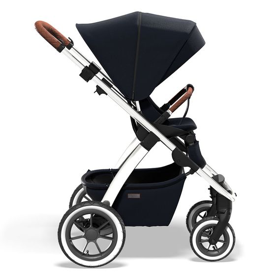 Moon 2in1 Combi Stroller Relaxx Edition with Sport Seat, Carrycot & Mattress, Air Wheels - up to 22 kg - Navy Silver Polish