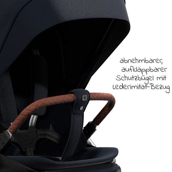 Moon 2in1 Combi Stroller Relaxx Edition with Sport Seat, Carrycot & Mattress, Air Wheels - up to 22 kg - Navy Silver Polish