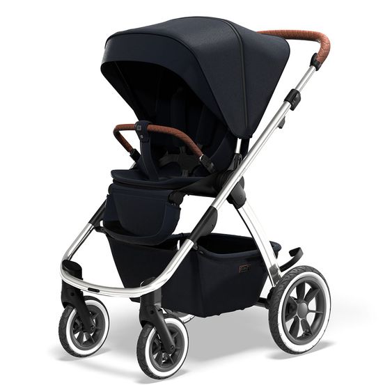 Moon 2in1 Combi Stroller Relaxx Edition with Sport Seat, Carrycot & Mattress, Air Wheels - up to 22 kg - Navy Silver Polish