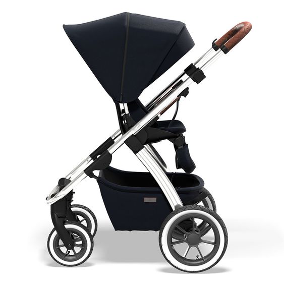 Moon 2in1 Combi Stroller Relaxx Edition with Sport Seat, Carrycot & Mattress, Air Wheels - up to 22 kg - Navy Silver Polish
