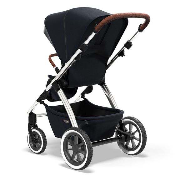 Moon 2in1 Combi Stroller Relaxx Edition with Sport Seat, Carrycot & Mattress, Air Wheels - up to 22 kg - Navy Silver Polish