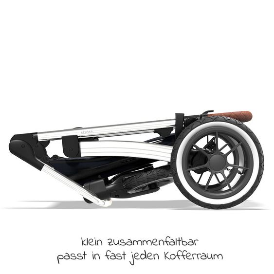 Moon 2in1 Combi Stroller Relaxx Edition with Sport Seat, Carrycot & Mattress, Air Wheels - up to 22 kg - Navy Silver Polish