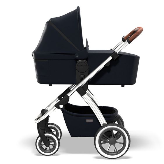 Moon 2in1 Combi Stroller Relaxx Edition with Sport Seat, Carrycot & Mattress, Air Wheels - up to 22 kg - Navy Silver Polish