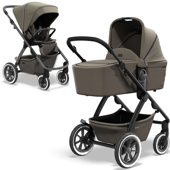 Moon Passeggino combinato 2in1 Relaxx Special Edition Seggiolino sportivo, navicella e materassino, ruote pneumatiche fino a 22 kg - Fango riciclato
