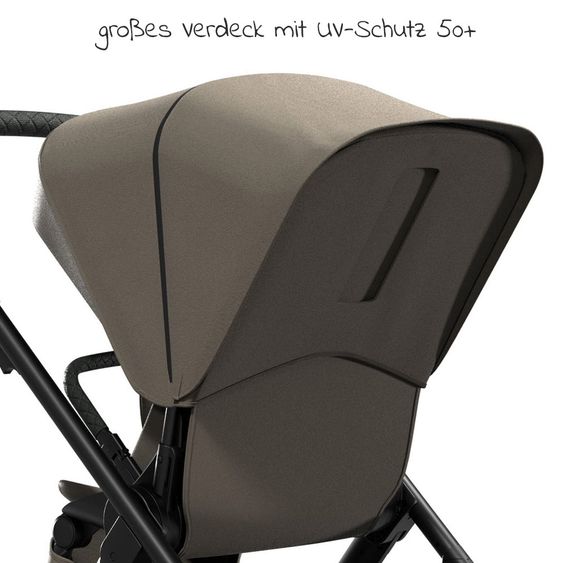 Moon Passeggino combinato 2in1 Relaxx Special Edition Seggiolino sportivo, navicella e materassino, ruote pneumatiche fino a 22 kg - Fango riciclato