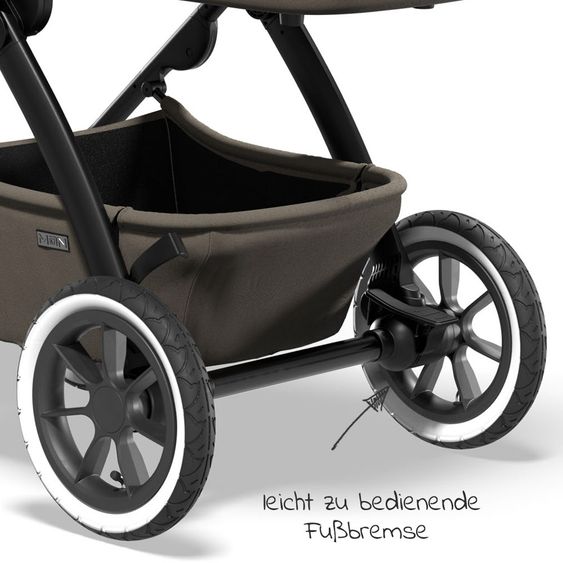 Moon Passeggino combinato 2in1 Relaxx Special Edition Seggiolino sportivo, navicella e materassino, ruote pneumatiche fino a 22 kg - Fango riciclato