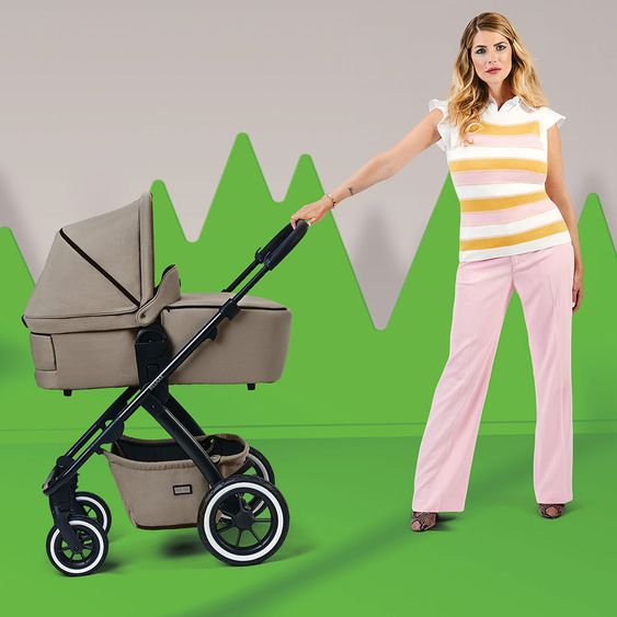 Moon Passeggino combinato 2in1 Relaxx Special Edition Seggiolino sportivo, navicella e materassino, ruote pneumatiche fino a 22 kg - Fango riciclato