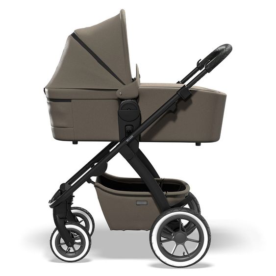 Moon Passeggino combinato 2in1 Relaxx Special Edition Seggiolino sportivo, navicella e materassino, ruote pneumatiche fino a 22 kg - Fango riciclato
