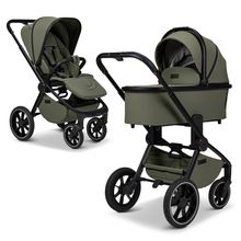 2in1 Kombi-Kinderwagen Resea + bis 22 kg mit Liegeposition, Babywanne, umsetzbare Sitzeinheit & Teleskopschieber - Moss