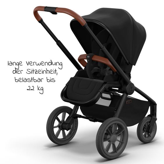 Moon 2in1 Kombi-Kinderwagen Resea S Basic mit Babywanne, Sportsitz & Teleskopschieber - bis 22 kg - Black