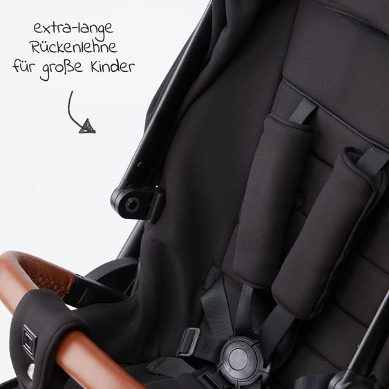Moon 2in1 Kombi-Kinderwagen Resea S Basic mit Babywanne, Sportsitz & Teleskopschieber - bis 22 kg - Black