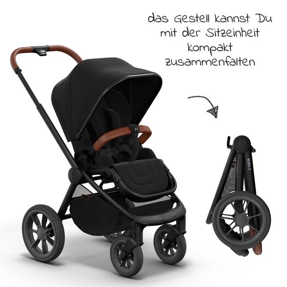 Moon 2in1 Kombi-Kinderwagen Resea S Basic mit Babywanne, Sportsitz & Teleskopschieber - bis 22 kg - Black