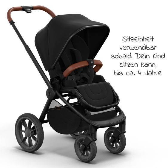 Moon 2in1 Kombi-Kinderwagen Resea S Basic mit Babywanne, Sportsitz & Teleskopschieber - bis 22 kg - Black
