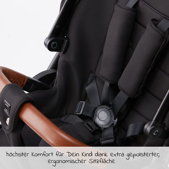 Moon 2in1 Kombi-Kinderwagen Resea S Basic mit Babywanne, Sportsitz & Teleskopschieber - bis 22 kg - Black