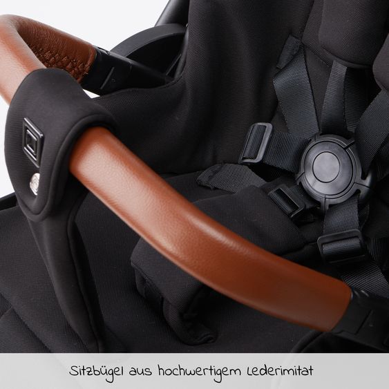 Moon 2in1 Kombi-Kinderwagen Resea S Basic mit Babywanne, Sportsitz & Teleskopschieber - bis 22 kg - Black