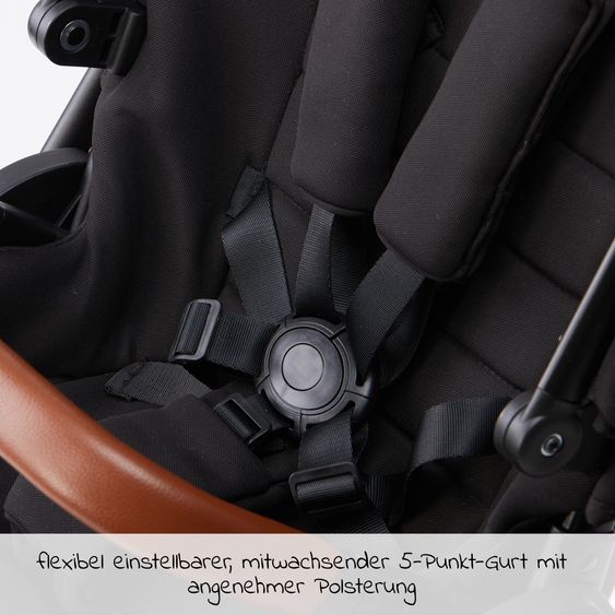 Moon 2in1 Kombi-Kinderwagen Resea S Basic mit Babywanne, Sportsitz & Teleskopschieber - bis 22 kg - Black