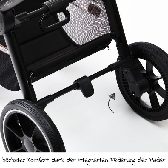 Moon 2in1 Kombi-Kinderwagen Resea S Basic mit Babywanne, Sportsitz & Teleskopschieber - bis 22 kg - Black