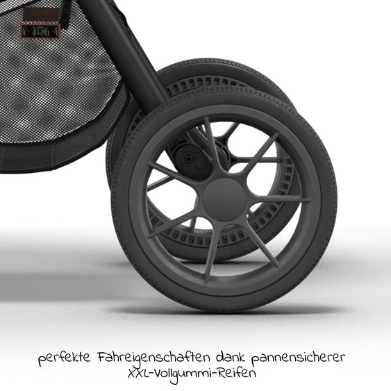 Moon 2in1 Kombi-Kinderwagen Resea S Basic mit Babywanne, Sportsitz & Teleskopschieber - bis 22 kg - Black
