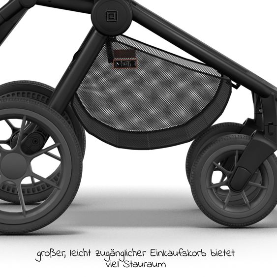 Moon 2in1 Kombi-Kinderwagen Resea S Basic mit Babywanne, Sportsitz & Teleskopschieber - bis 22 kg - Black