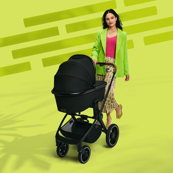 Moon 2in1 Kombi-Kinderwagen Resea S Basic mit Babywanne, Sportsitz & Teleskopschieber - bis 22 kg - Black