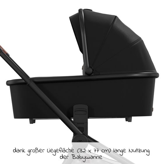 Moon 2in1 Kombi-Kinderwagen Resea S Basic mit Babywanne, Sportsitz & Teleskopschieber - bis 22 kg - Black