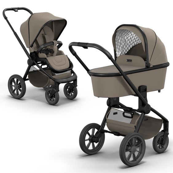 Moon 2in1 Kombi-Kinderwagen Resea S Basic mit Babywanne, Sportsitz & Teleskopschieber - bis 22 kg - Mud