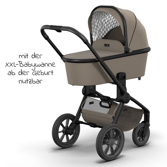 Moon 2in1 Kombi-Kinderwagen Resea S Basic mit Babywanne, Sportsitz & Teleskopschieber - bis 22 kg - Mud