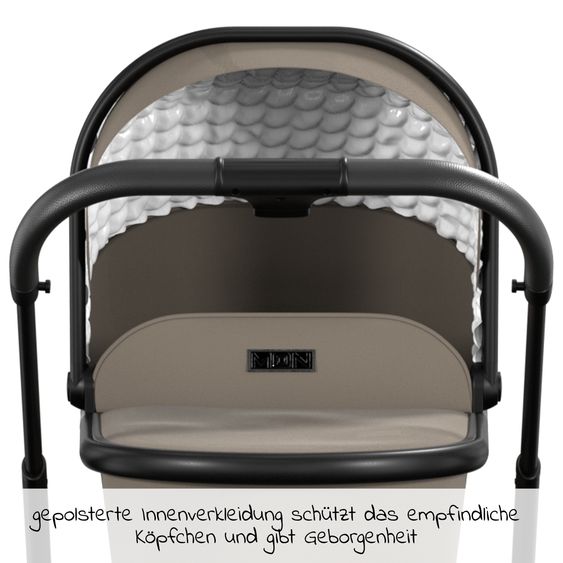Moon 2in1 Kombi-Kinderwagen Resea S Basic mit Babywanne, Sportsitz & Teleskopschieber - bis 22 kg - Mud