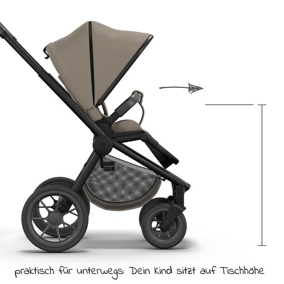 Moon 2in1 Kombi-Kinderwagen Resea S Basic mit Babywanne, Sportsitz & Teleskopschieber - bis 22 kg - Mud