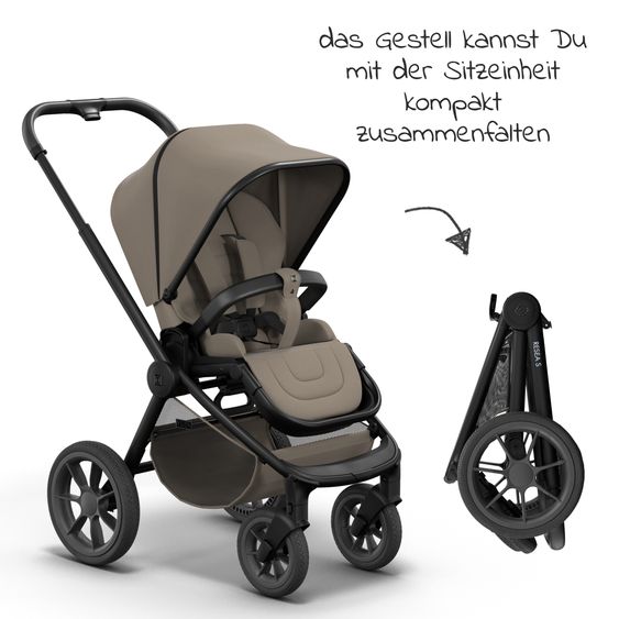 Moon 2in1 Kombi-Kinderwagen Resea S Basic mit Babywanne, Sportsitz & Teleskopschieber - bis 22 kg - Mud