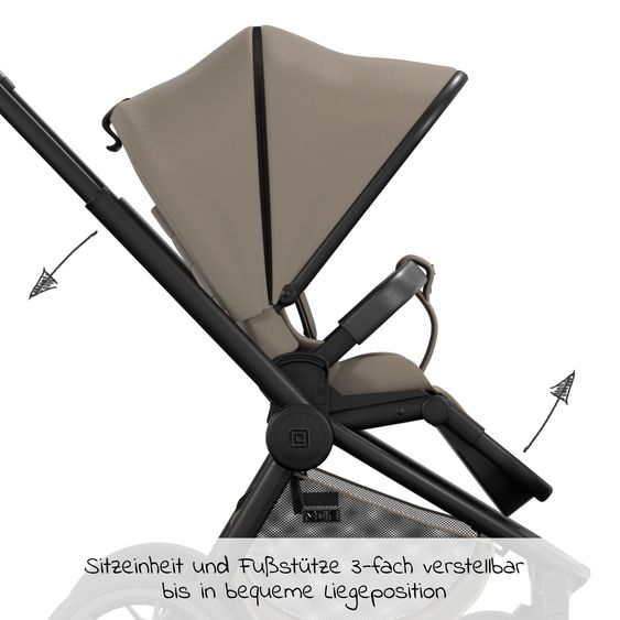 Moon 2in1 Kombi-Kinderwagen Resea S Basic mit Babywanne, Sportsitz & Teleskopschieber - bis 22 kg - Mud