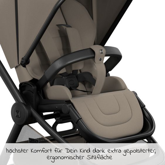 Moon 2in1 Kombi-Kinderwagen Resea S Basic mit Babywanne, Sportsitz & Teleskopschieber - bis 22 kg - Mud