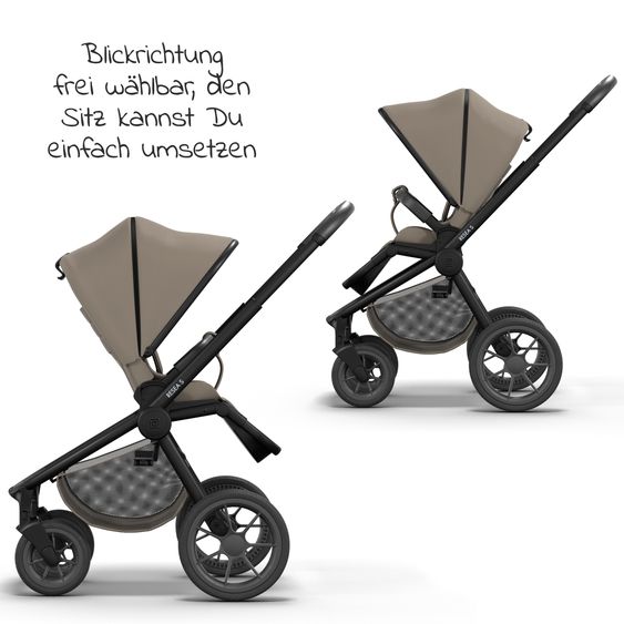 Moon 2in1 Kombi-Kinderwagen Resea S Basic mit Babywanne, Sportsitz & Teleskopschieber - bis 22 kg - Mud