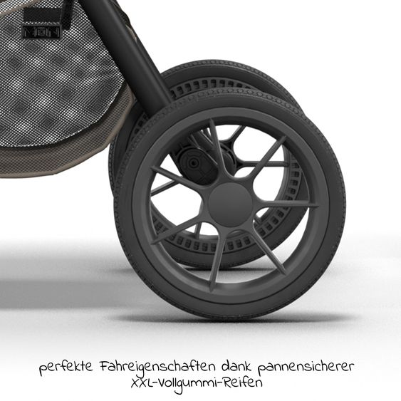 Moon 2in1 Kombi-Kinderwagen Resea S Basic mit Babywanne, Sportsitz & Teleskopschieber - bis 22 kg - Mud